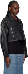 AGOLDE Black Shoreditch Ski Club Edition Remi Leather Biker Jacket