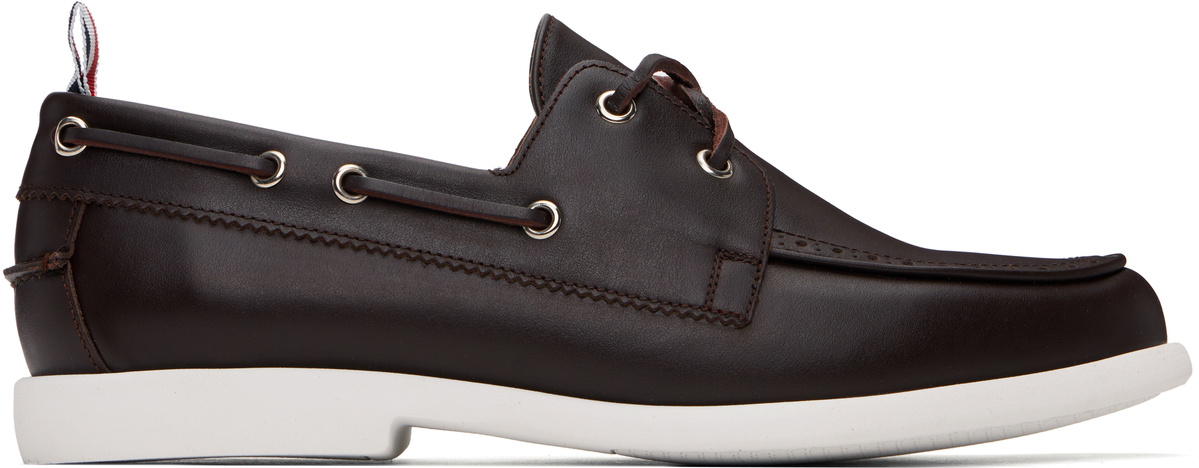 Thom Browne Brown Baby Calf Leather Boat Shoes