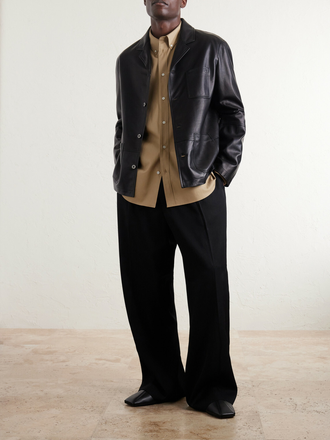 LOEWE - Workwear Leather Jacket - Black