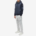 Moncler Men's Hooded Down Knit Jacket in Navy