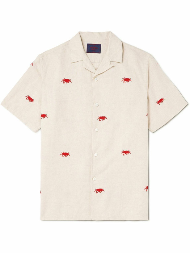 Photo: Portuguese Flannel - Crab Embroidered Linen and Cotton-Blend Shirt - Neutrals