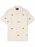 Portuguese Flannel - Crab Embroidered Linen and Cotton-Blend Shirt - Neutrals