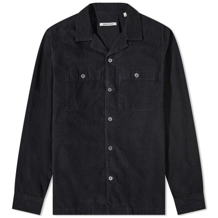 Photo: Wood Wood Men's Dylan Waffle Corduroy Overshirt in Anthracite