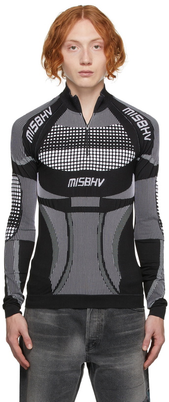 Photo: MISBHV Black & White Active Quarter-Zip Long Sleeve Top