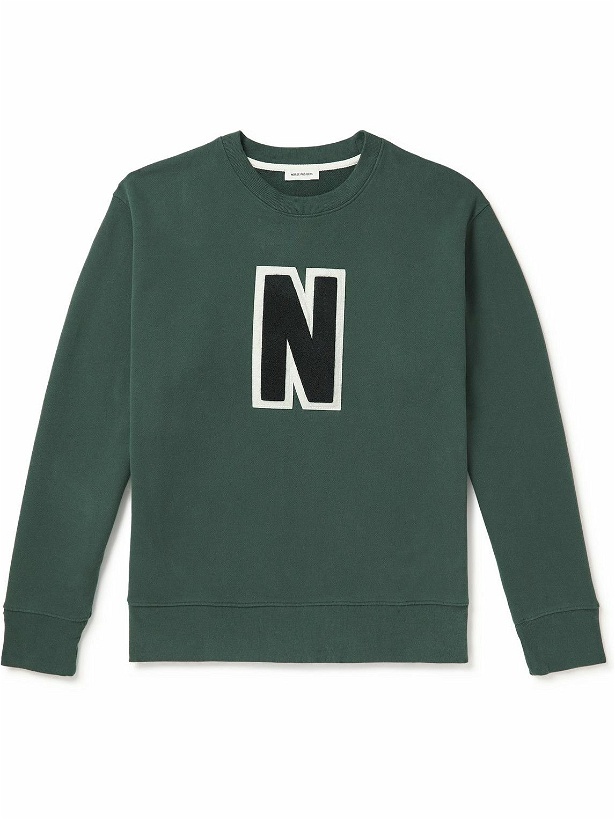 Photo: Norse Projects - Arne Logo-Appliquéd Recycled-Cotton Jersey Sweatshirt - Green
