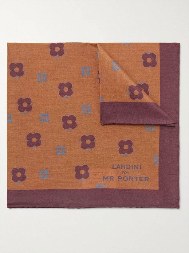 Photo: Lardini - Printed Silk and Cotton-Blend Pocket Square - Orange