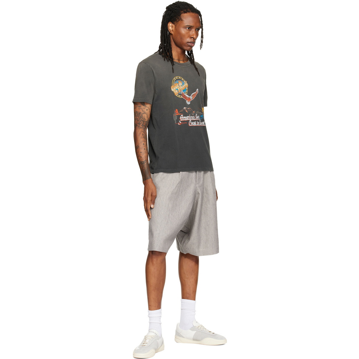 R13 Gray Jumbo Tailored Shorts