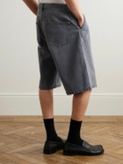 mfpen - Star Rivet Wide-Leg Pleated Organic Denim Shorts - Gray
