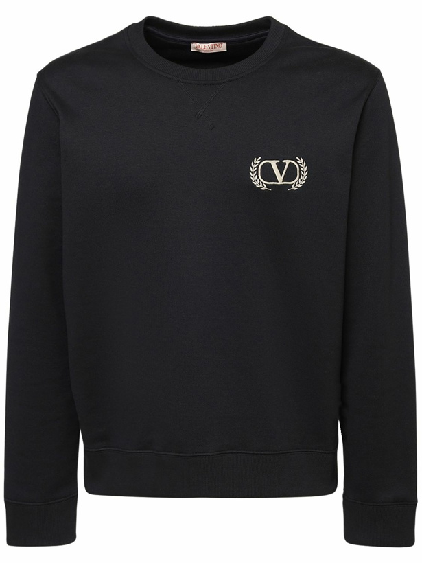 Photo: VALENTINO - V Embroidered Cotton Jersey Sweatshirt