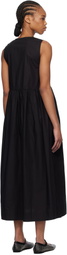 GANNI Black Cotton Poplin Midi Dress