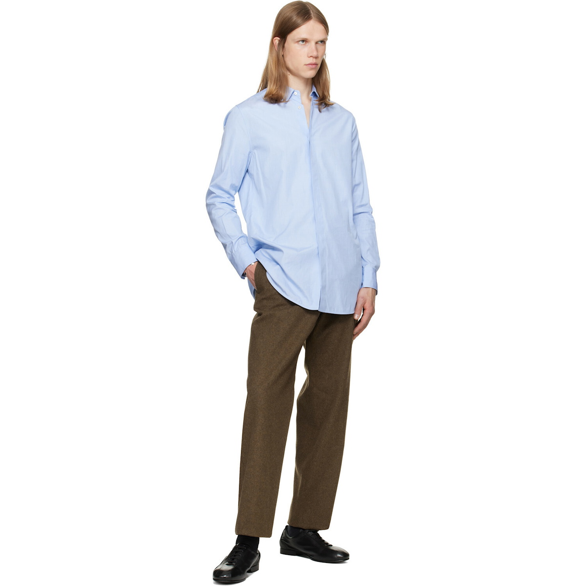 Jil Sander Brown Wool Melton Trousers