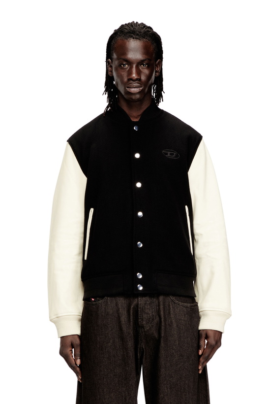 Photo: Diesel Bomber jacket in wool blend and leather - Leather jackets Mens in Multicolor