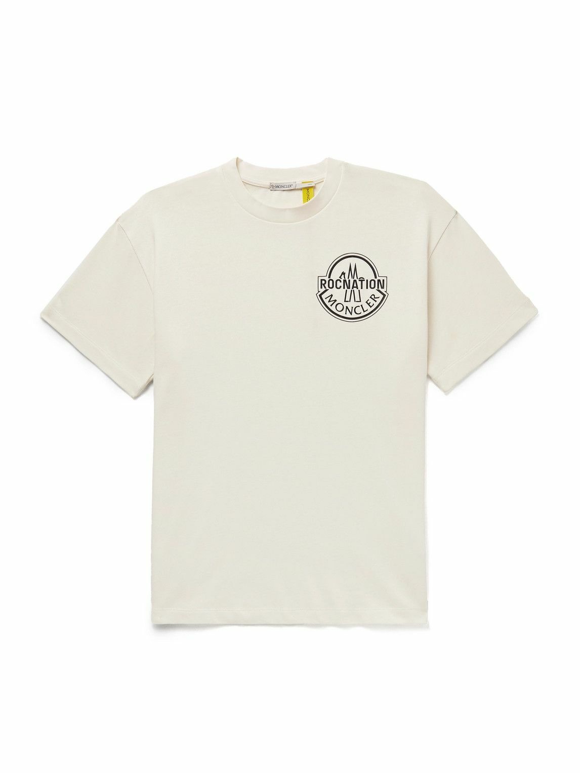 Photo: Moncler Genius - Roc Nation by Jay-Z Logo-Print Cotton-Jersey T-Shirt - Neutrals