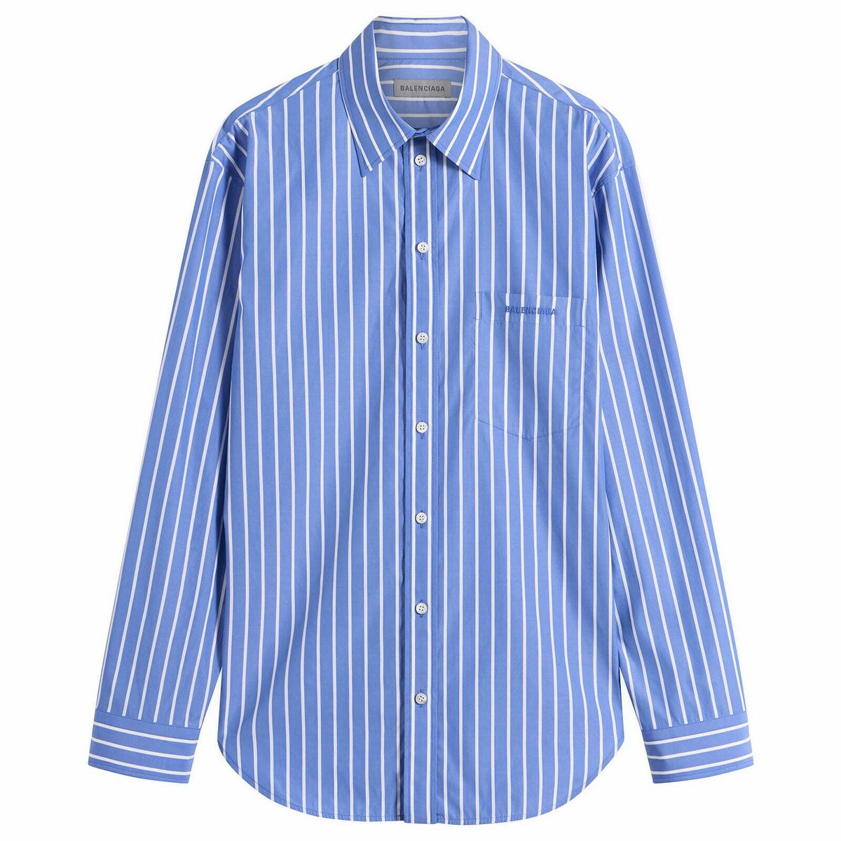Balenciaga Men's Stripe Regular Fit Shirt in Blue/White