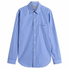 Balenciaga Men's Stripe Regular Fit Shirt in Blue/White