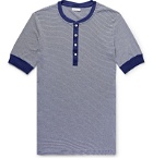 Schiesser - Karl-Heinz Slim-Fit Striped Cotton-Jersey Henley T-Shirt - Blue