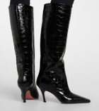 Amina Muaddi Mona croc-effect leather knee-high boots