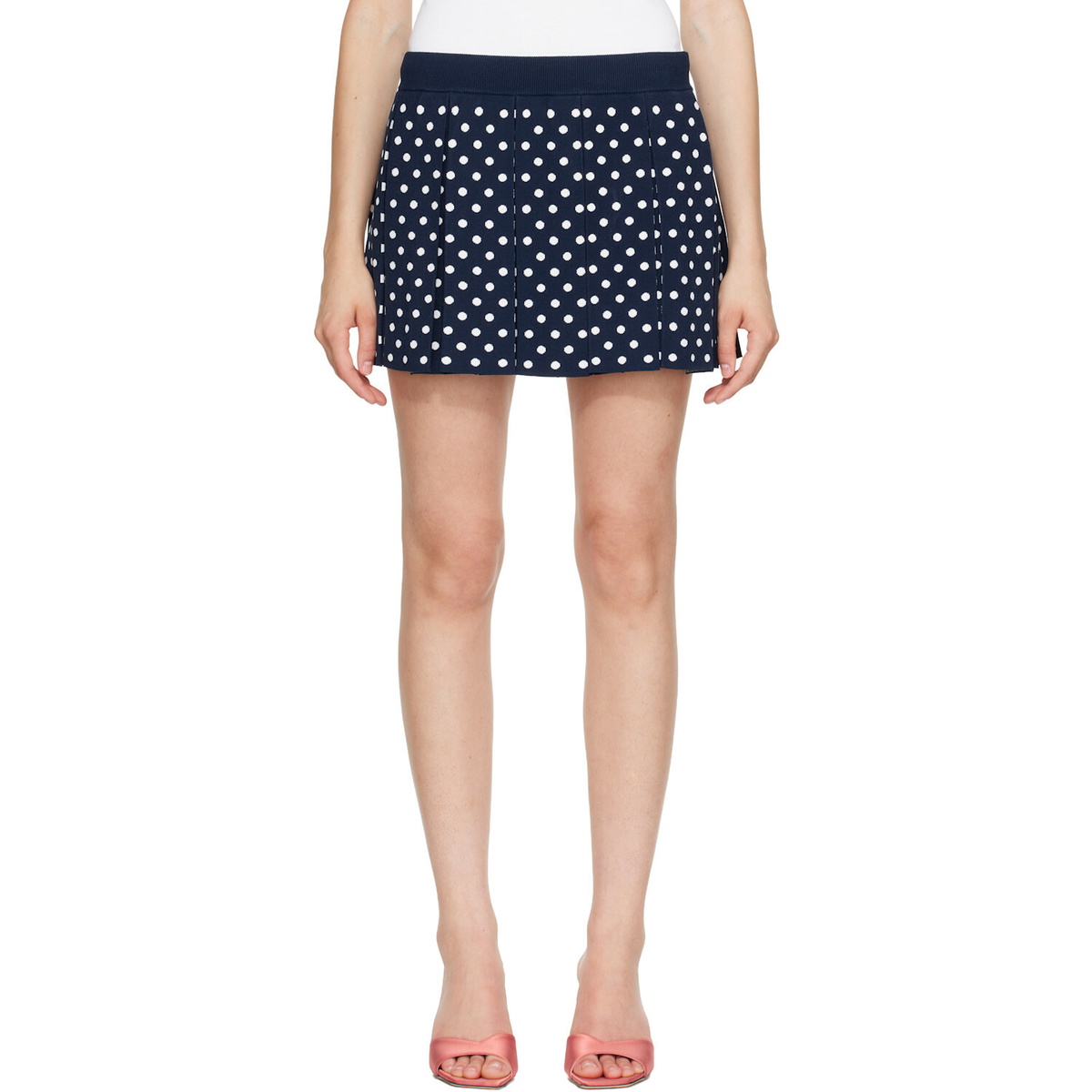 Sandy Liang Navy Ermine Miniskirt