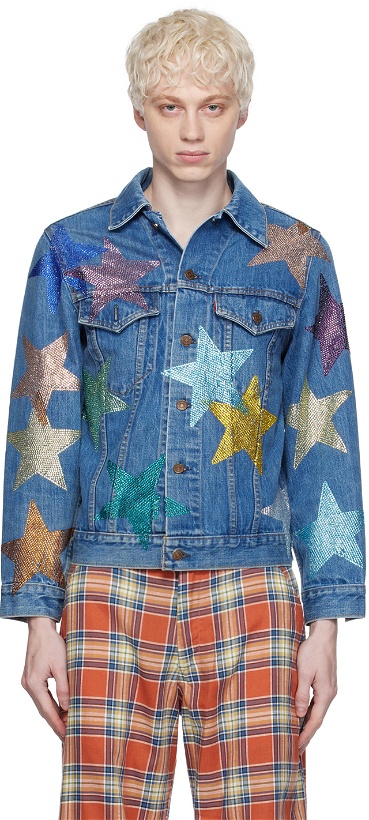Photo: Collina Strada SSENSE Exclusive Blue Levi's Edition Rhinestone Star Capsule Jacket