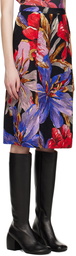 Dries Van Noten Black Floral Midi Skirt