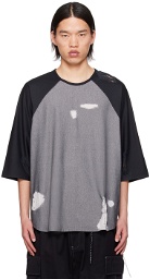 mastermind JAPAN Gray & Black Laddered T-Shirt