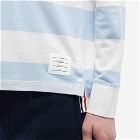 Thom Browne Men's Striped Pocket Rugby Shirt in Light Blue/White