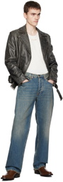 Golden Goose Black Distressed Leather Jacket