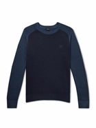 Etro - Logo-Embroidered Two-Tone Wool Sweater - Blue