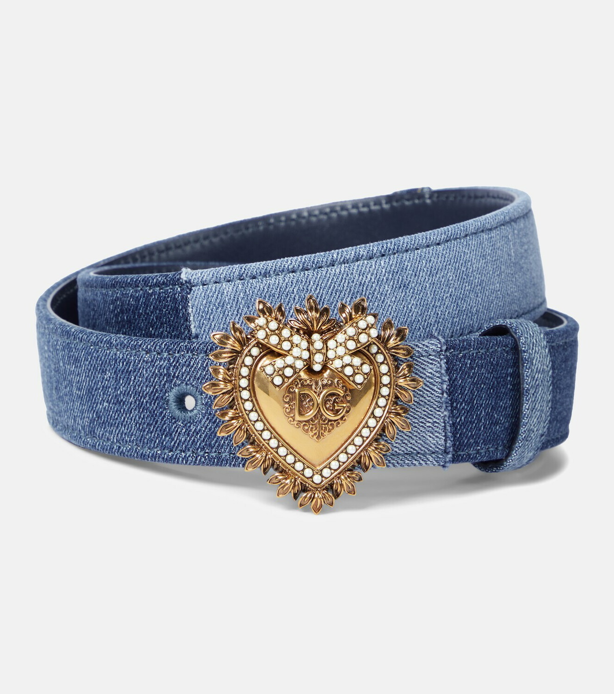 Dolce & Gabbana Denim and Gold Belt Dolce & Gabbana Two Tone Blue Denim Gold Metal Buckle  main image 2