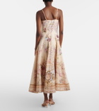 Camilla Printed linen and silk midi dress