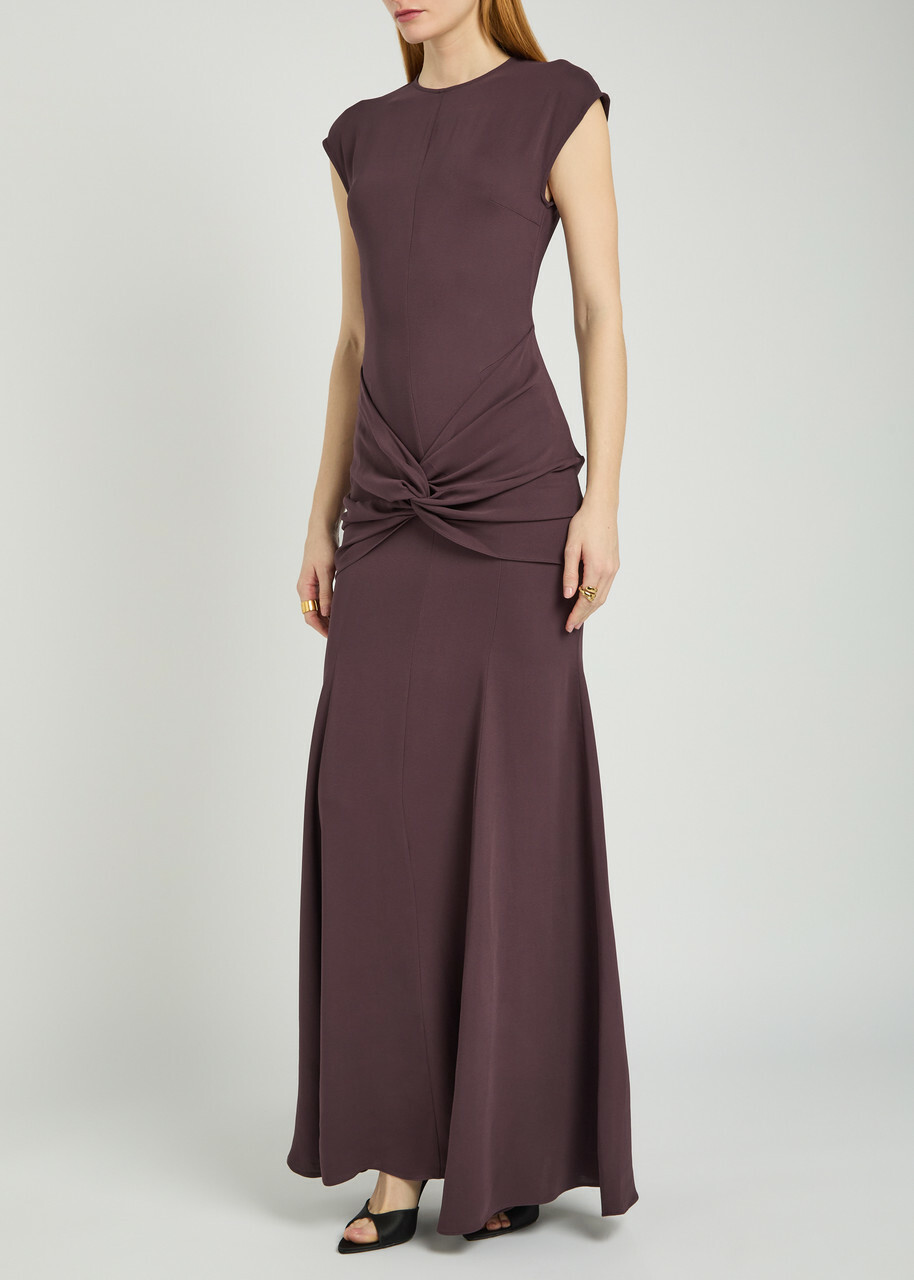 Tove Ames Twisted Jersey Maxi Dress Brown