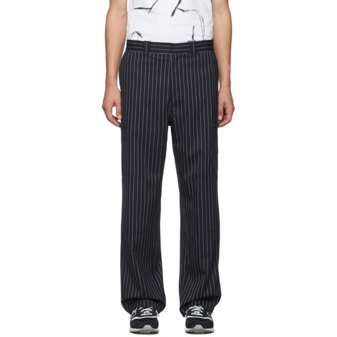 Photo: JW Anderson Navy Pinstripe Stretch Wool Trousers
