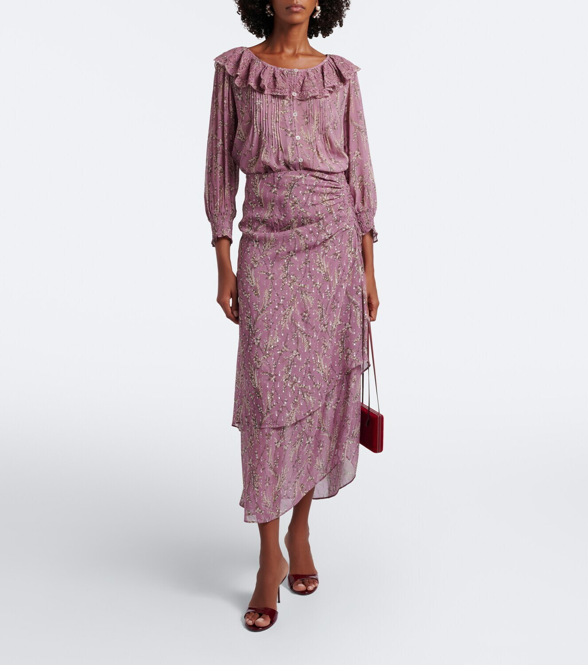 Veronica Beard Hewitts ruffled floral georgette blouse