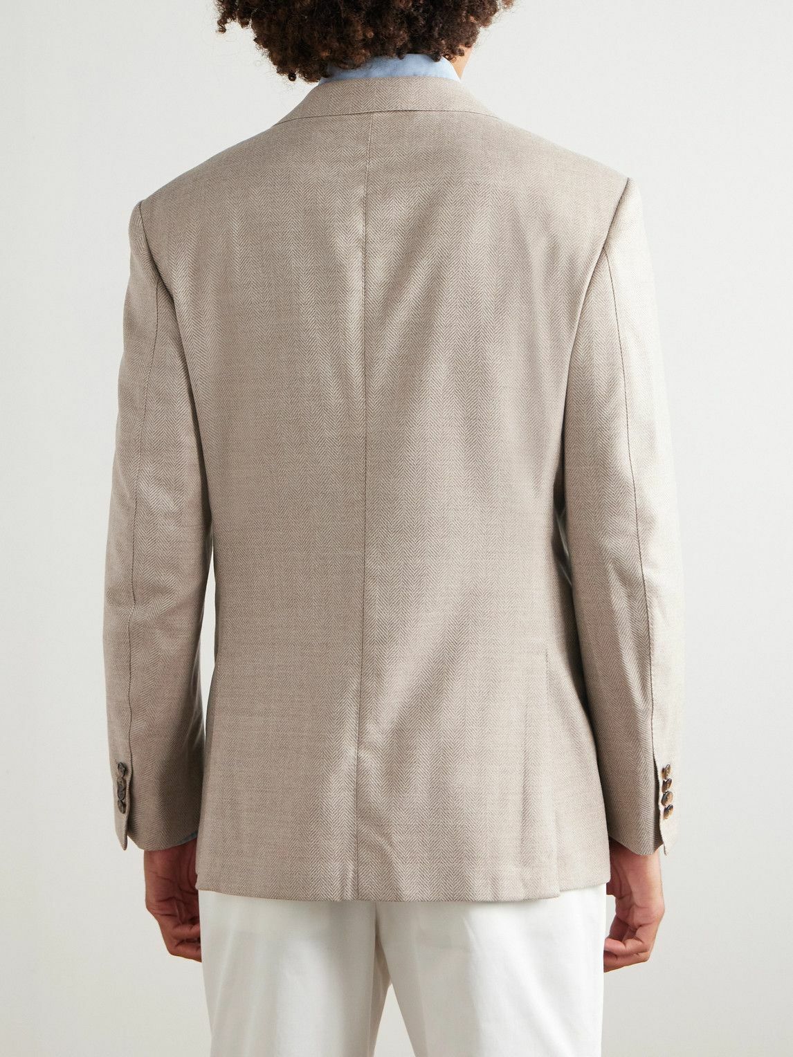 Dunhill - Bourdon Herringbone Wool-Flannel Blazer - Natural