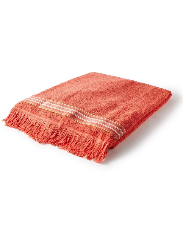 Photo: Loro Piana - Fringed Striped Cotton-Terry Beach Towel