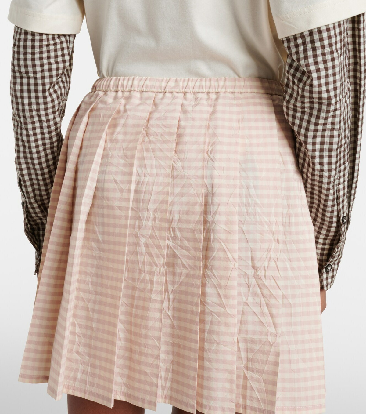 Moncler Checked pleated cotton-blend miniskirt
