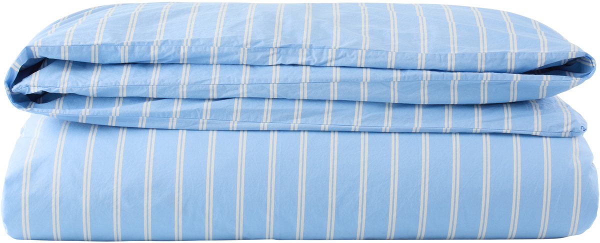 Tekla Blue Percale Duvet Cover, Queen