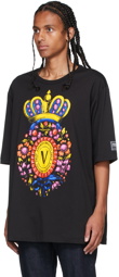 Versace Jeans Couture Black Multicolor V-Emblem T-Shirt