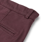 Brunello Cucinelli - Slim-Fit Cotton-Blend Twill Trousers - Burgundy