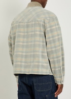 Represent Checked Corduroy-collar Flannel Overshirt Grey
