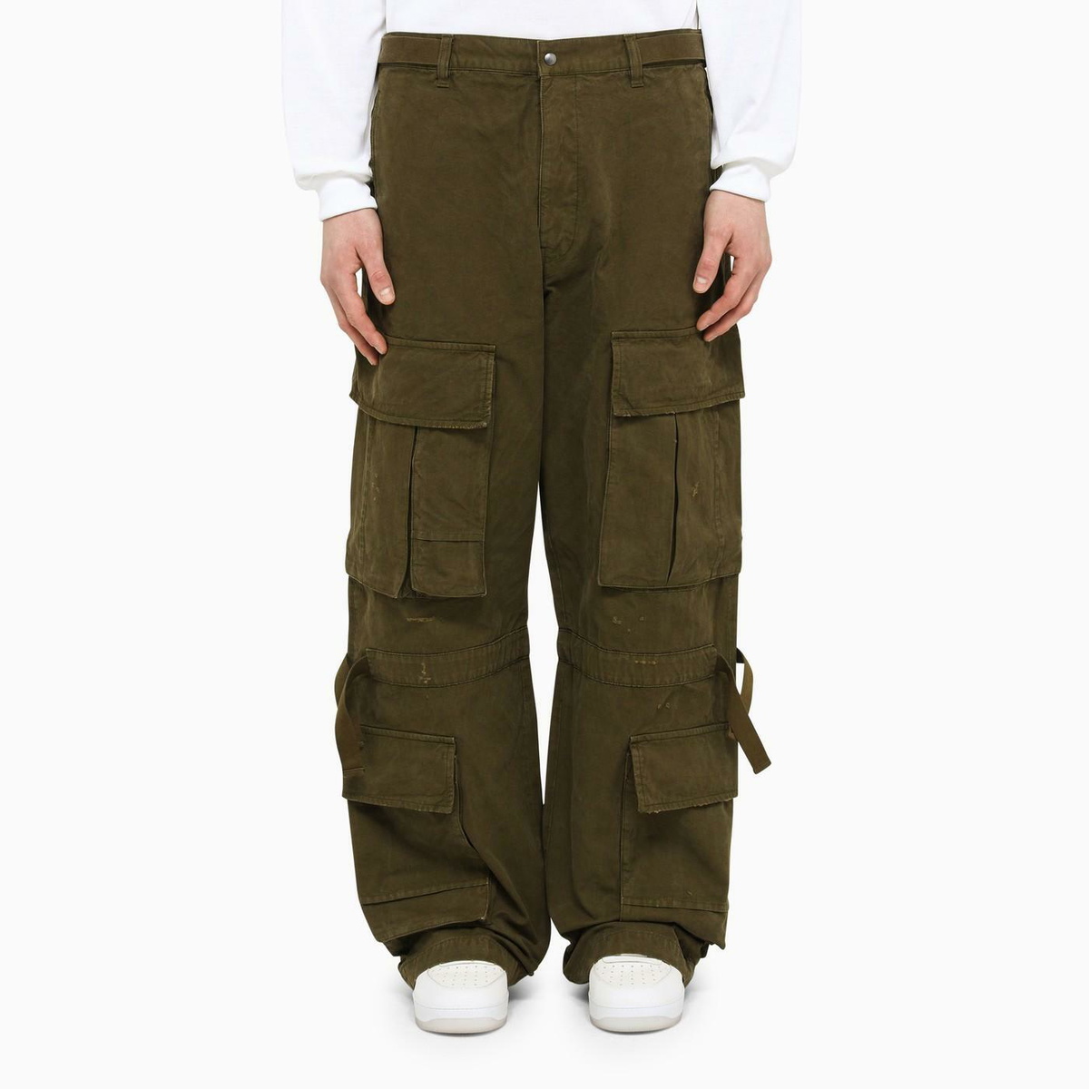 DARKPARK Military Green Cotton Baggy Cargo Trousers