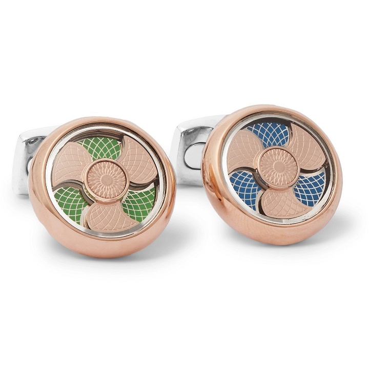 Photo: Deakin & Francis - Rose Gold-Plated, Sterling Silver and Enamel Cufflinks - Gold