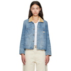 R13 Blue Cropped Denim Chore Jacket