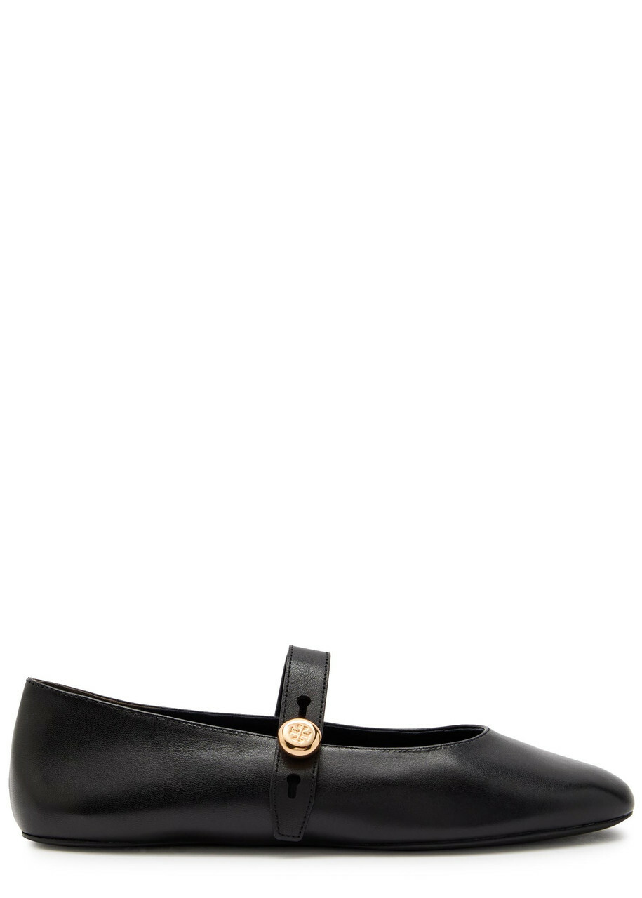 Tory Burch Romy Leather Mary Jane Flats Black