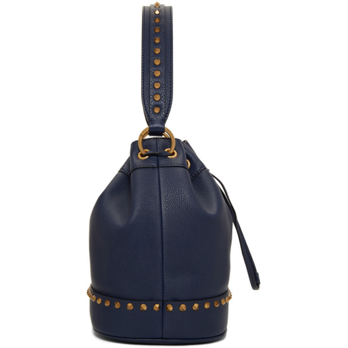 Valentino Navy Valentino Garavani Small Twinkle Studs Bucket Bag