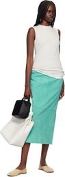 AURALEE Blue Lamb Suede Midi Skirt