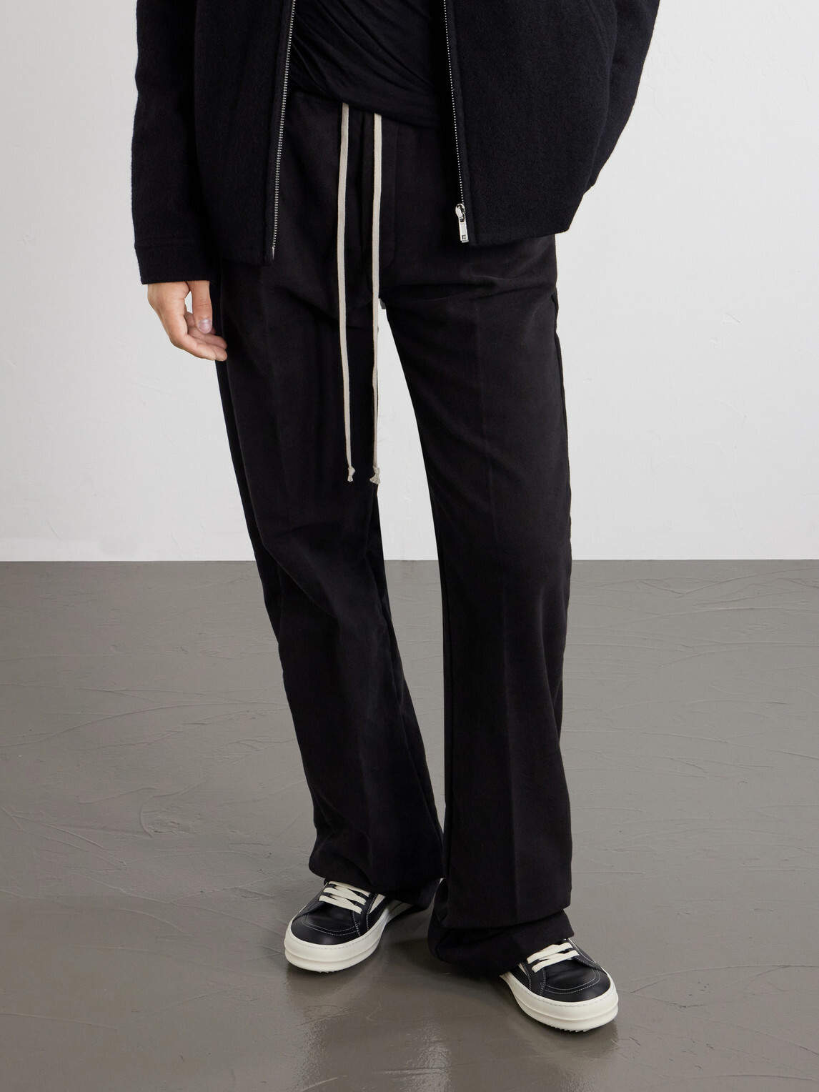Rick Owens - Vintage Suede-Trimmed Leather and Rubber Sneakers - Black