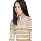 JW Anderson Beige and White Rib Neckband Turtleneck