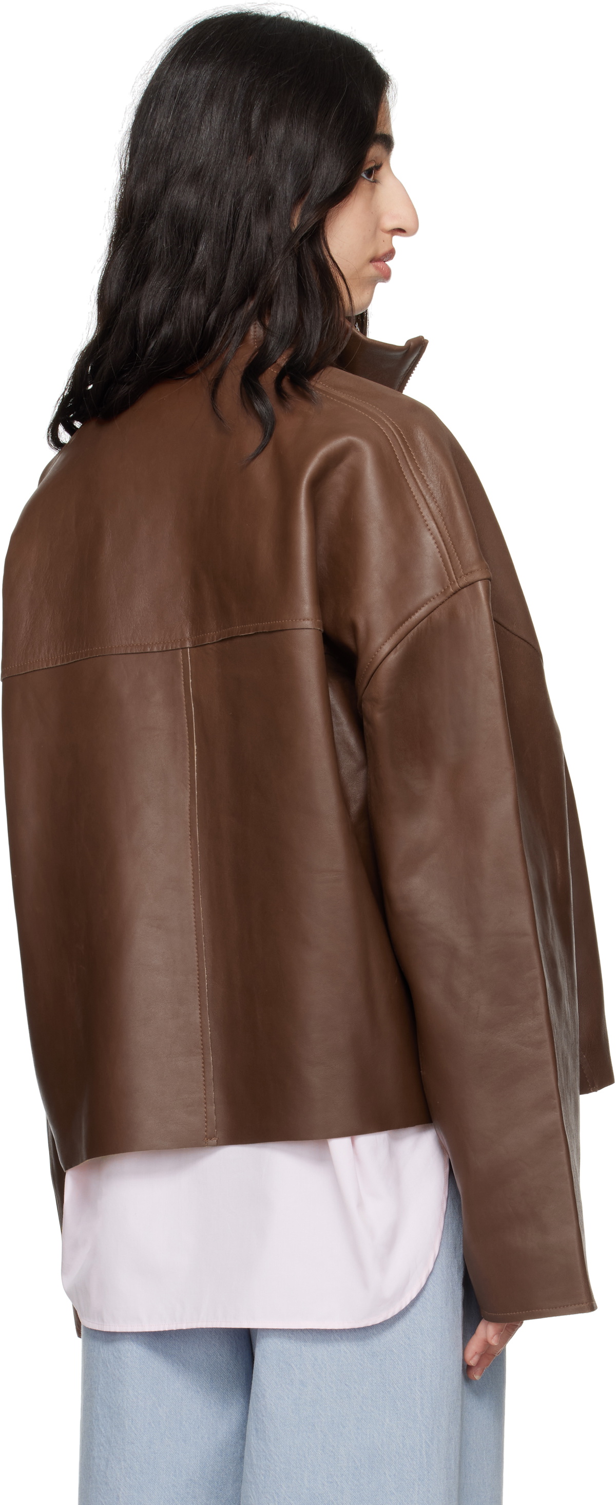 REMAIN Birger Christensen Brown Bonded Leather Jacket