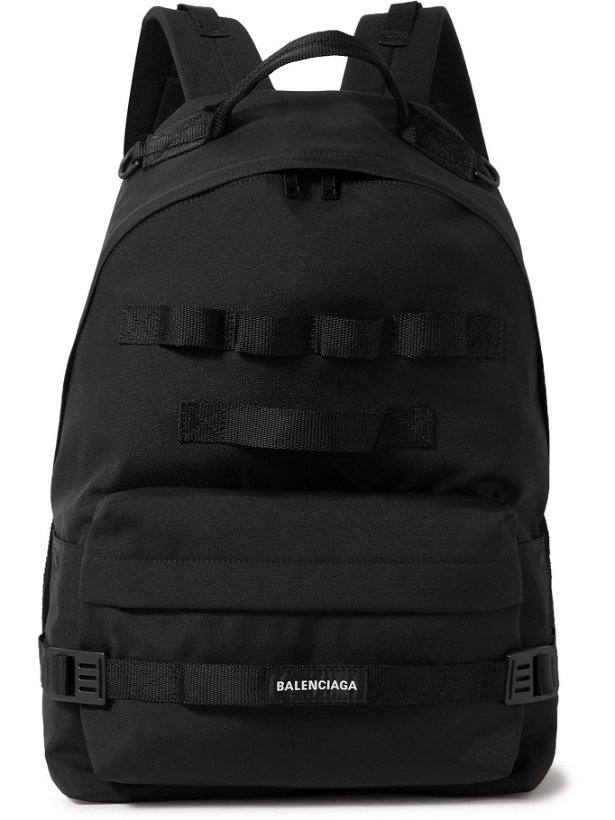Photo: BALENCIAGA - Webbing-Trimmed Canvas Backpack - Black